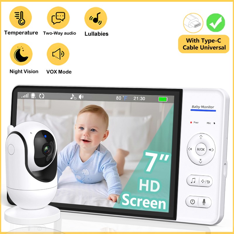 No WiFi 7 Inch Baby Monitor 2- - Smart Home Battery Camera ulasan dan harga
