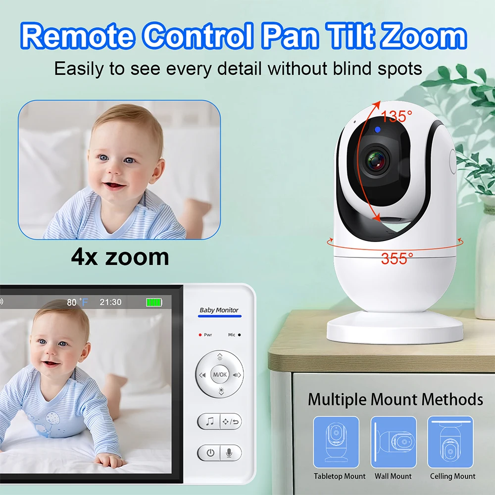 No WiFi 7 Inch Baby Monitor 2- - Smart Home Battery Camera ulasan dan harga