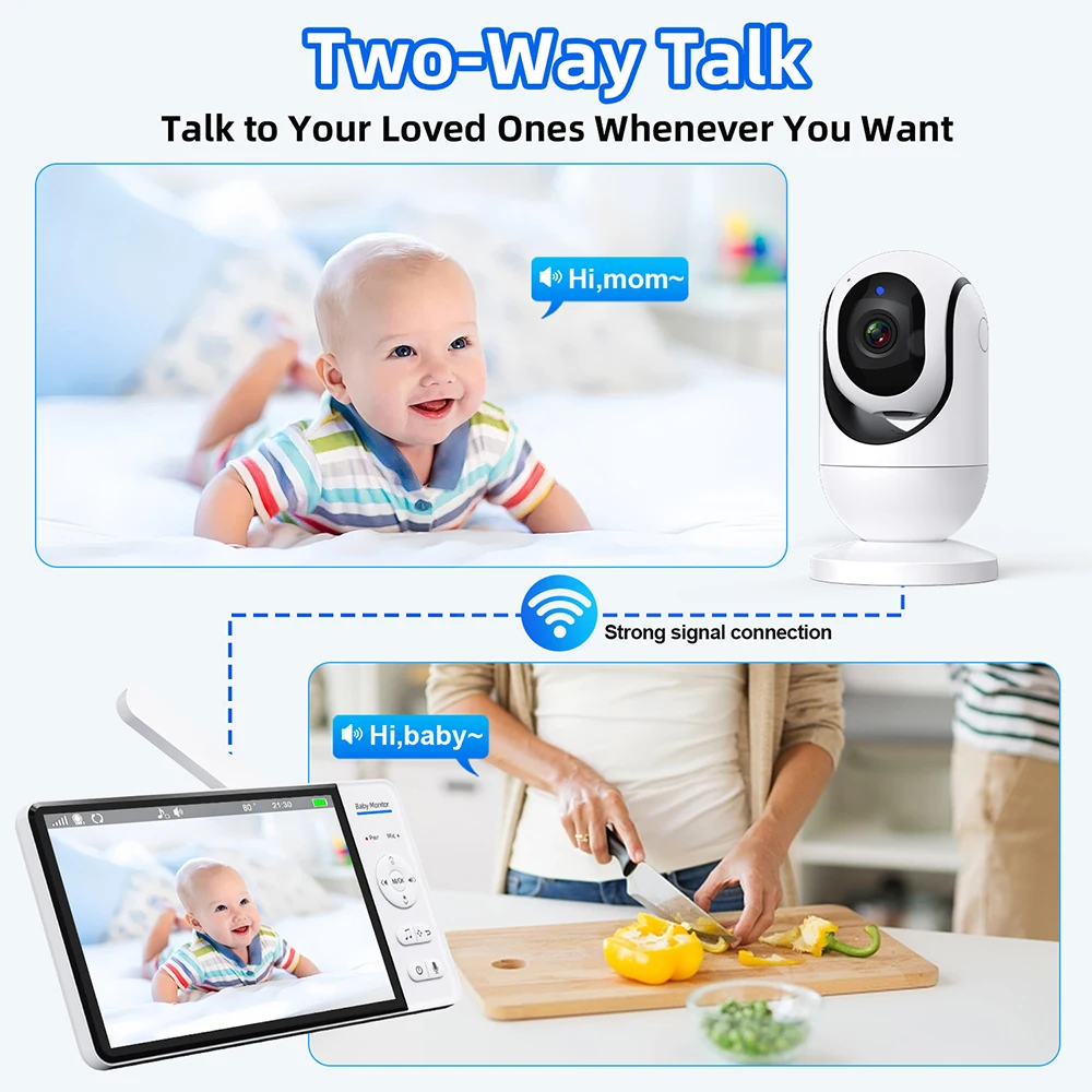 No WiFi 7 Inch Baby Monitor 2- - Smart Home Battery Camera ulasan dan harga