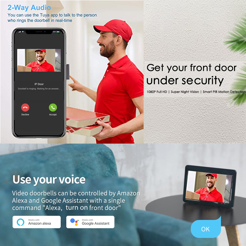 Tuya Smart 1080P Doorbell Came - Smart Home Battery Camera ulasan dan harga