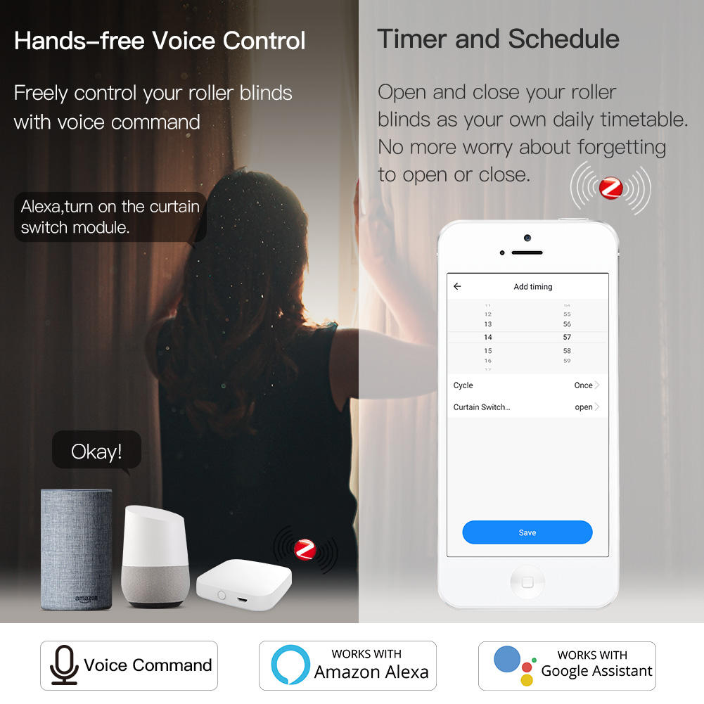 MOES ZigBee Smart RF433 Curtai - Smart Home Z Wave ulasan dan harga