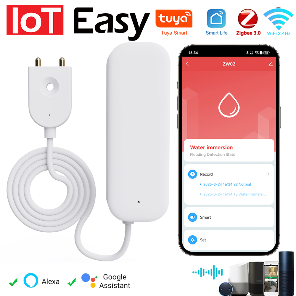 Tuya WiFi ZigBee Water Sensor  - Smart Home Network ulasan dan harga