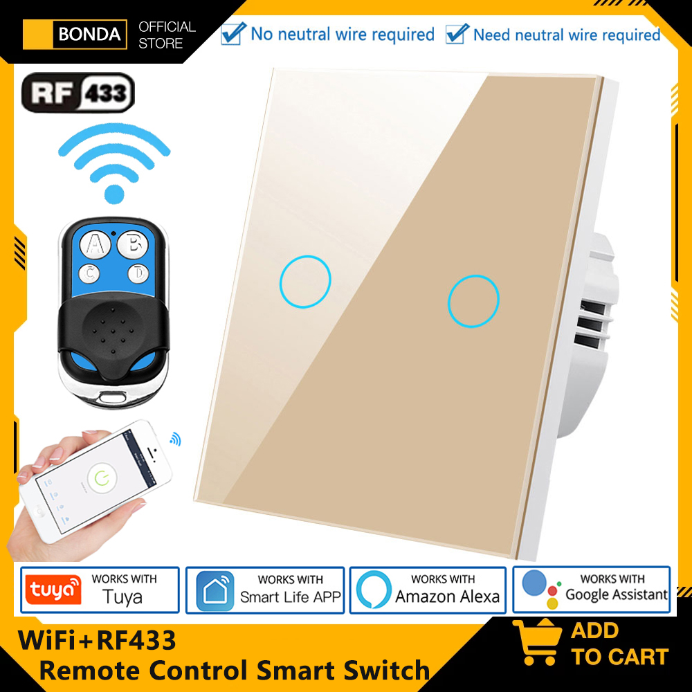 Tuya EU WiFi+RF433 Smart Remot - Smart Home Lighting Control ulasan dan harga