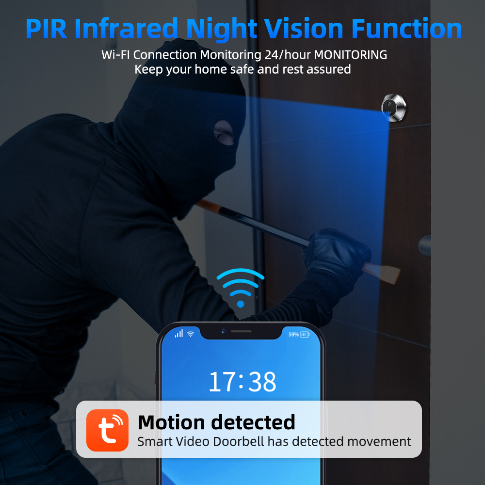 1080P WiFi Peephole Tuya Smart - Smart Home Battery Camera ulasan dan harga